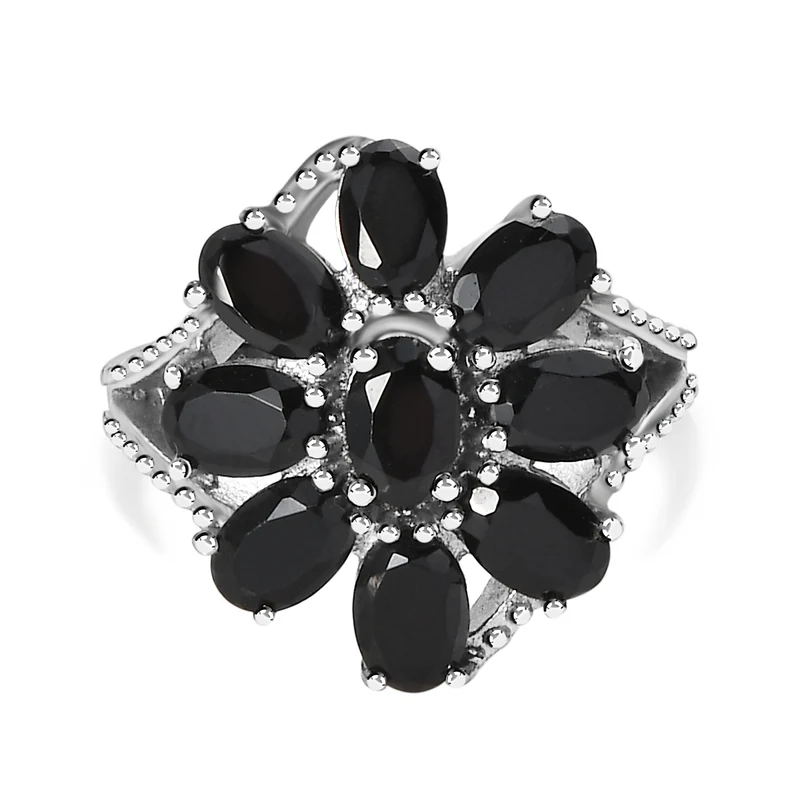 Schwarzer Spinell Schmuckset Edelstahl ca. 34.73 ct