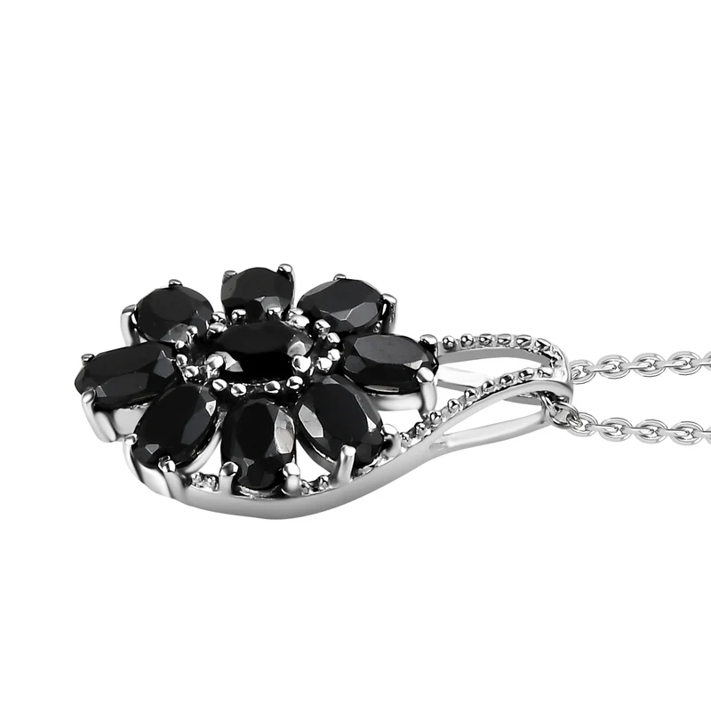 Schwarzer Spinell Schmuckset Edelstahl ca. 34.73 ct