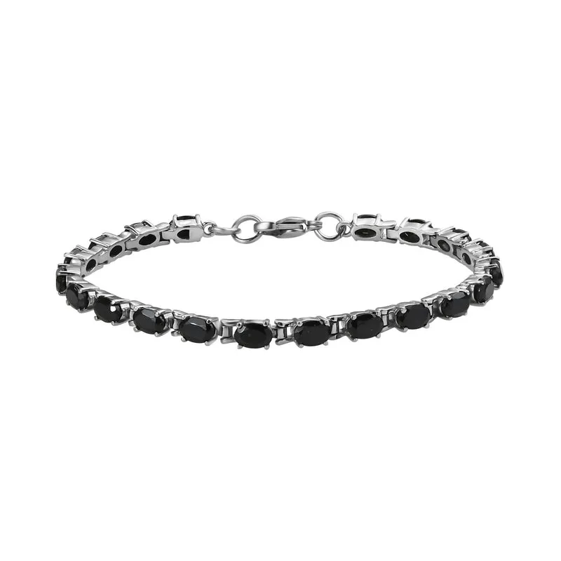 Schwarzer Spinell Schmuckset Edelstahl ca. 34.73 ct