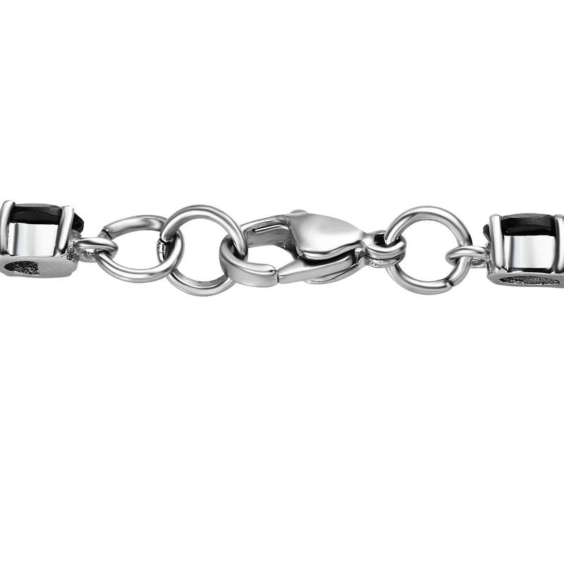 Schwarzer Spinell Schmuckset Edelstahl ca. 34.73 ct