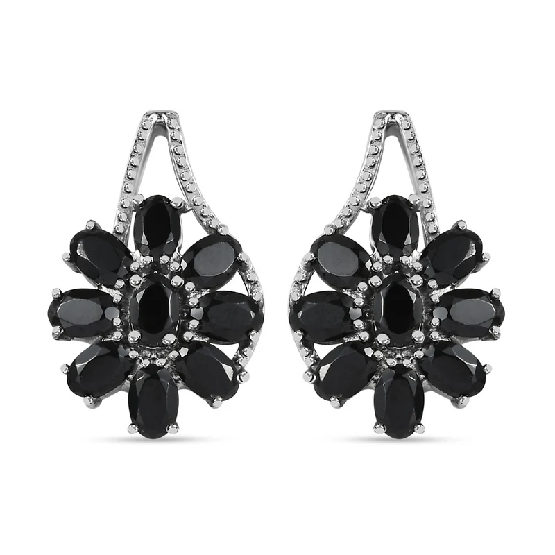 Schwarzer Spinell Schmuckset Edelstahl ca. 34.73 ct
