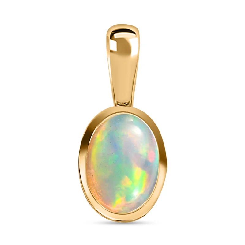AA Natürlicher, äthiopischer Welo Opal Schmuckset 925 Silber Gelbgold Vermeil (Größe 19.00) ca. 1.04 ct