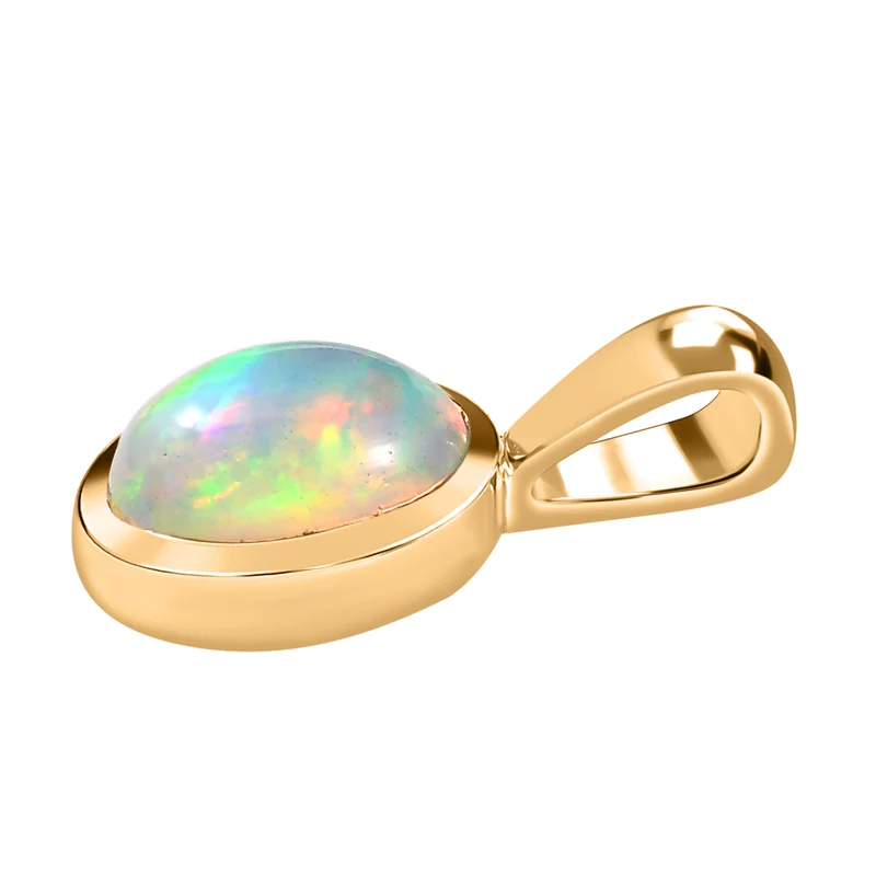 AA Natürlicher, äthiopischer Welo Opal Schmuckset 925 Silber Gelbgold Vermeil (Größe 19.00) ca. 1.04 ct