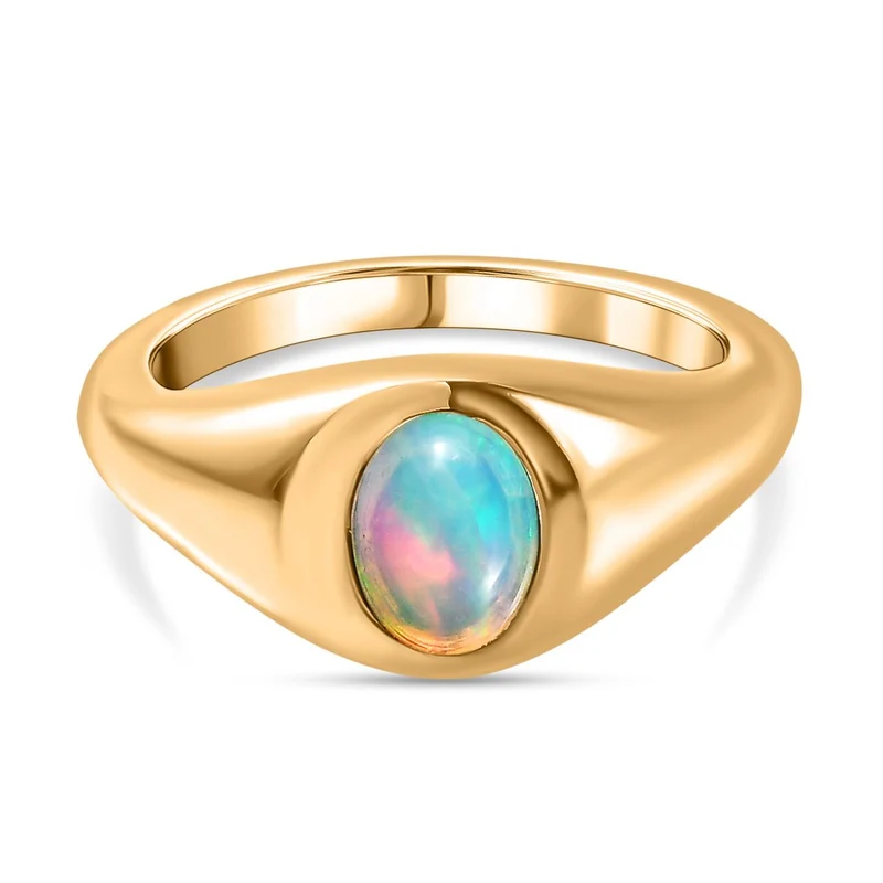 AA Natürlicher, äthiopischer Welo Opal Schmuckset 925 Silber Gelbgold Vermeil (Größe 19.00) ca. 1.04 ct