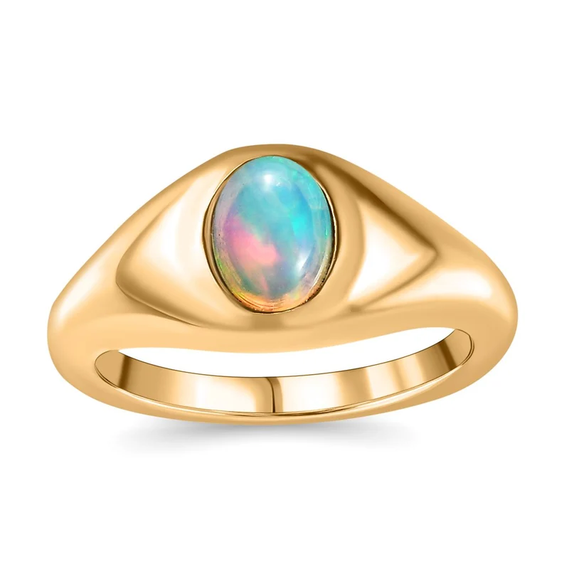 AA Natürlicher, äthiopischer Welo Opal Schmuckset 925 Silber Gelbgold Vermeil (Größe 19.00) ca. 1.04 ct