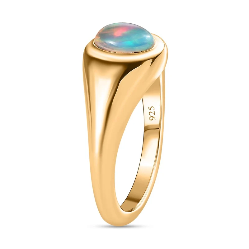 AA Natürlicher, äthiopischer Welo Opal Schmuckset 925 Silber Gelbgold Vermeil (Größe 19.00) ca. 1.04 ct