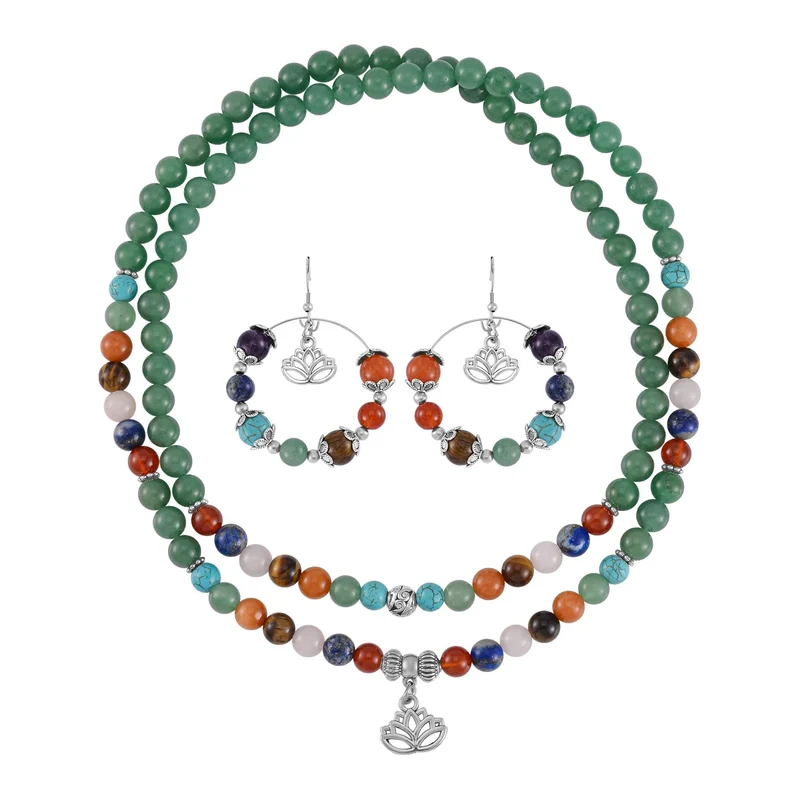 Mehrfarbig Edelsteine Schmuckset Reiner Edelstahl Schwarz oxidiert Schwarz oxidiert ca. 630,00 ct.