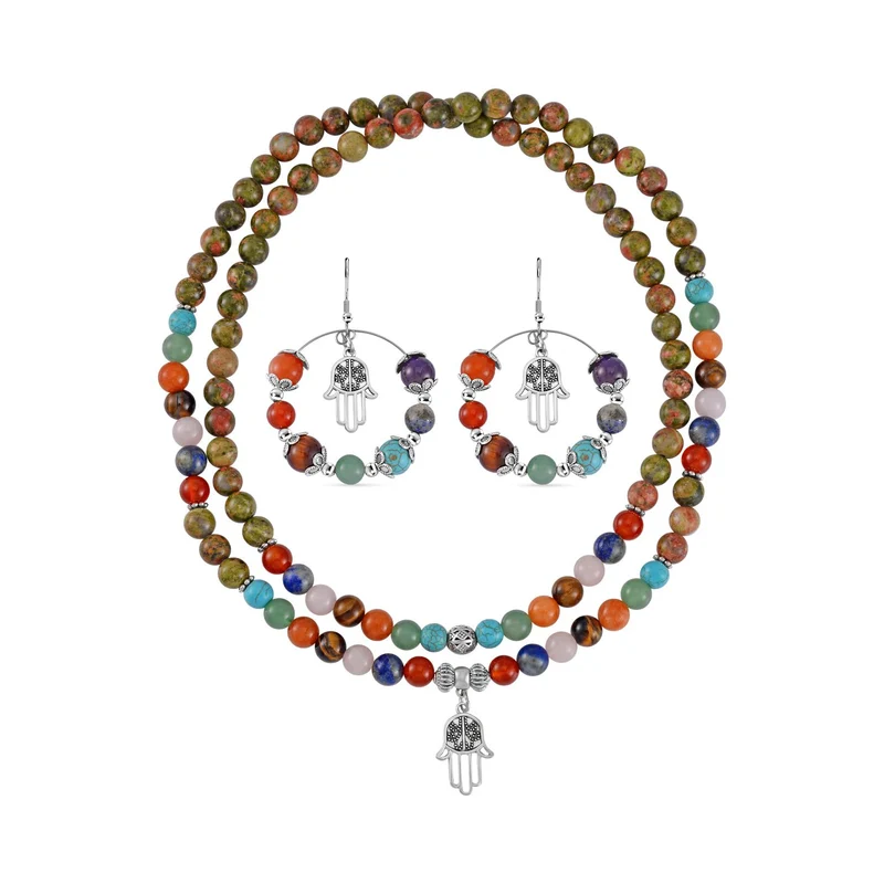 Mehrfarbig Edelsteine Schmuckset Reiner Edelstahl Schwarz oxidiert Schwarz oxidiert ca. 630,00 ct.