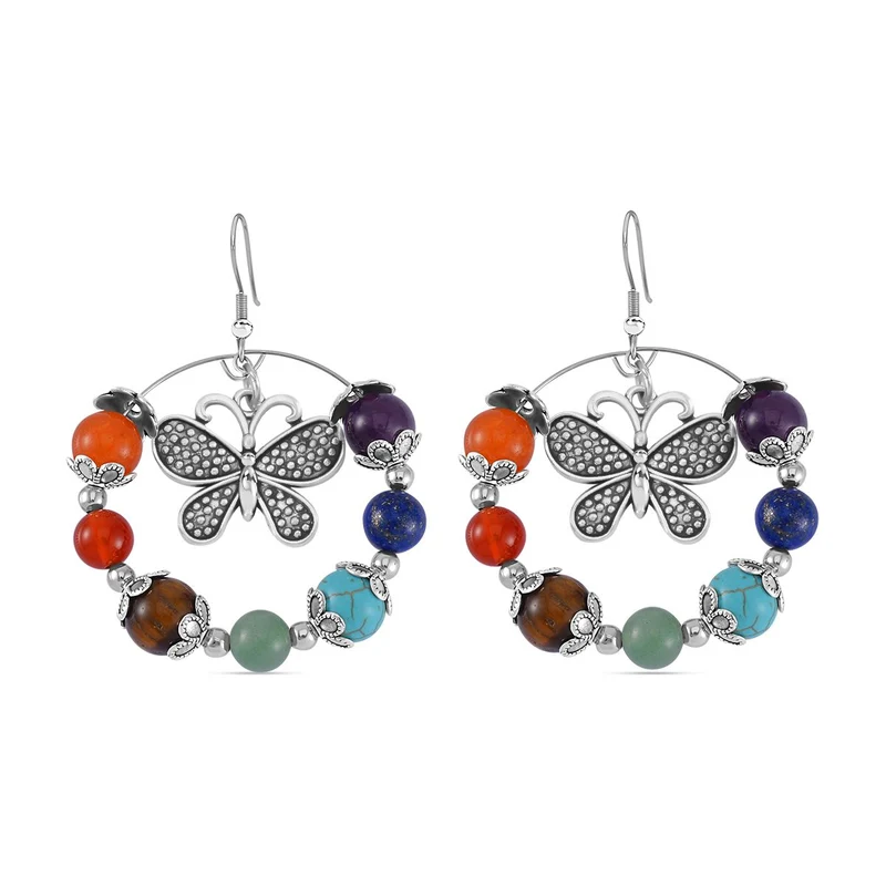 Mehrfarbig Edelsteine Schmuckset Reiner Edelstahl Schwarz oxidiert Schwarz oxidiert ca. 630,00 ct.