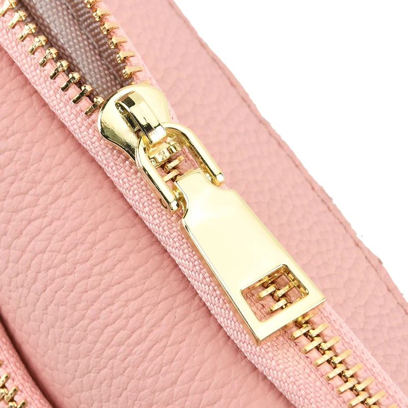 Echtes Leder Umhängetasche mit Reißverschluss 21 x 5 x 14 cm Rosa