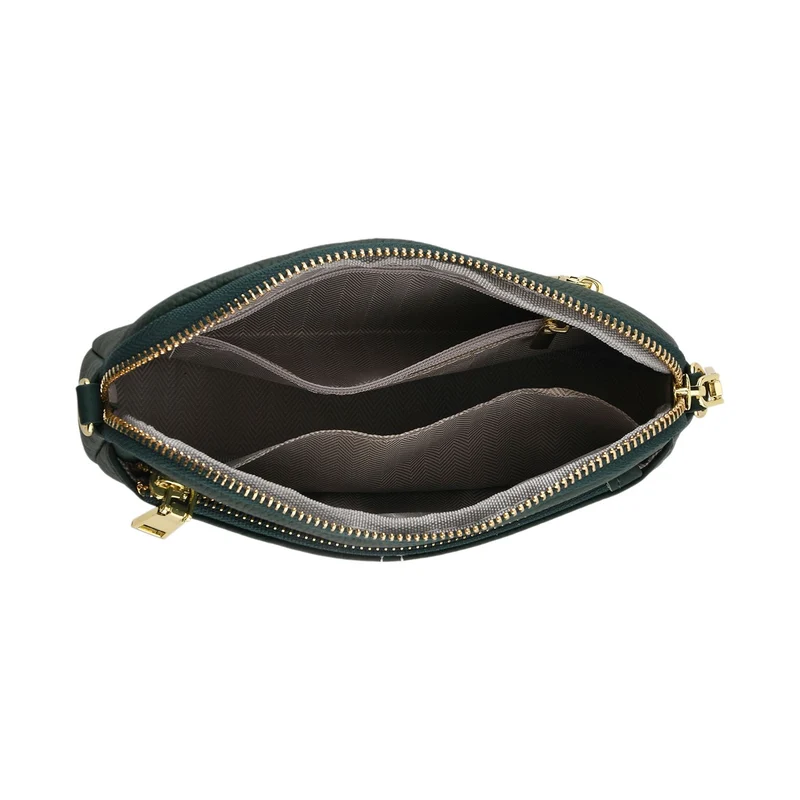 Echtes Leder Umhängetasche mit Reißverschluss 21 x 5 x 14 cm Rosa