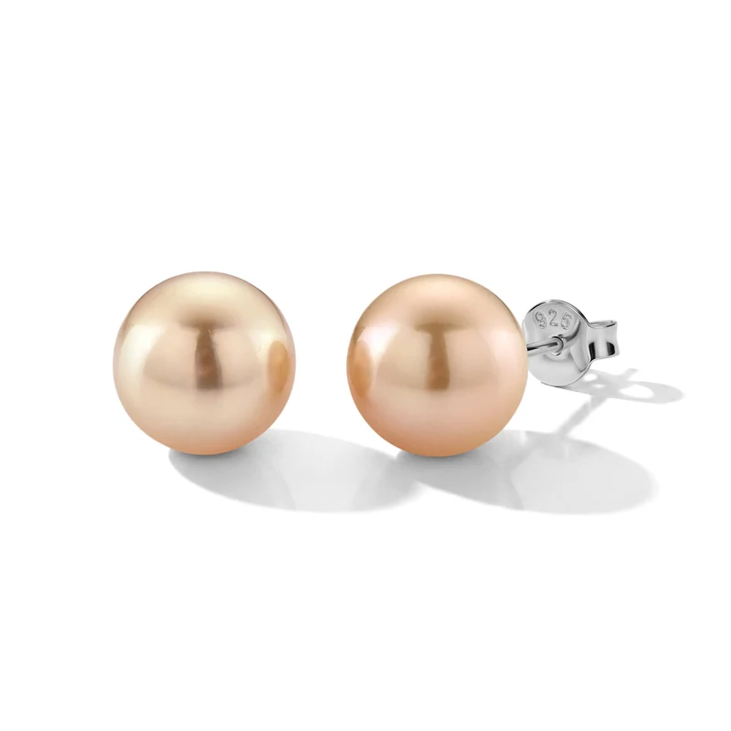 EXTREM SELTEN - AAAA Goldene Südsee Perle (11-12 mm) Ohrringe 750 Gold