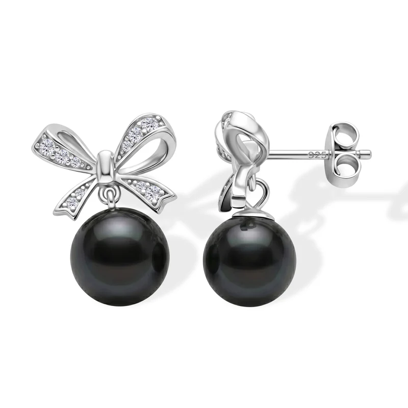 D'Joy Tahiti Perle, Moissanit Ohrringe 925 Silber Rhodiniert 0.19 ct