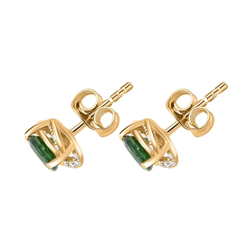 LUXORO zertifizierte und geprüfte AAA Tsavorite Granat und I2 Diamant Ohrringe in 585 Gold - 1,29 ct. (10-15 Werktage Lieferzeit)