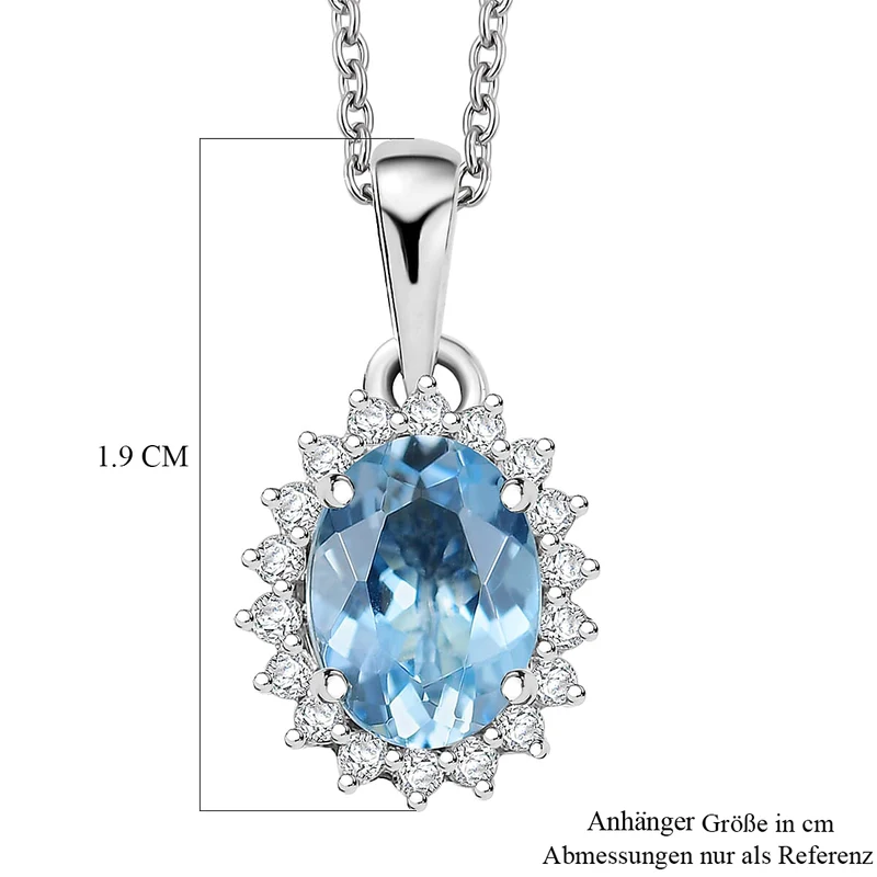 AAA Santamaria Aquamarin, Weißer Diamant AGI zertifiziert Schmuckset (10-15 Werktage Lieferzeit) ca. 50 cm 585 Gold ca. 1.42 ct