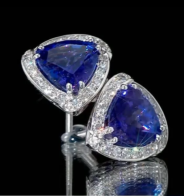 Rhapsody AAAA Tansanit, Weißer Diamant AGI zertifiziert Ohrringe 950 Platin (10-15 Werktage Lieferzeit) ca. 4.00 ct