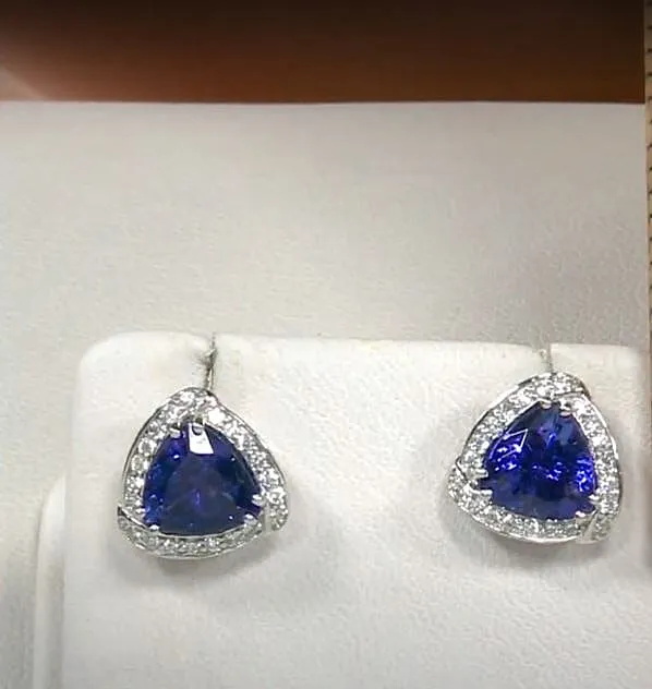 Rhapsody AAAA Tansanit, Weißer Diamant AGI zertifiziert Ohrringe 950 Platin (10-15 Werktage Lieferzeit) ca. 4.00 ct