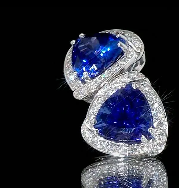 Rhapsody AAAA Tansanit, Weißer Diamant AGI zertifiziert Ohrringe 950 Platin (10-15 Werktage Lieferzeit) ca. 4.00 ct