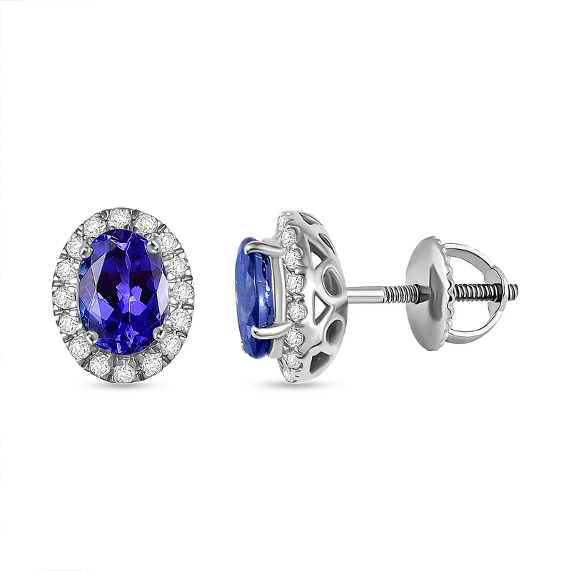 Rhapsody AAAA Tansanit, Weißer Diamant AGI zertifiziert Ohrringe 950 Platin (10-15 Werktage Lieferzeit) ca. 1.92 ct