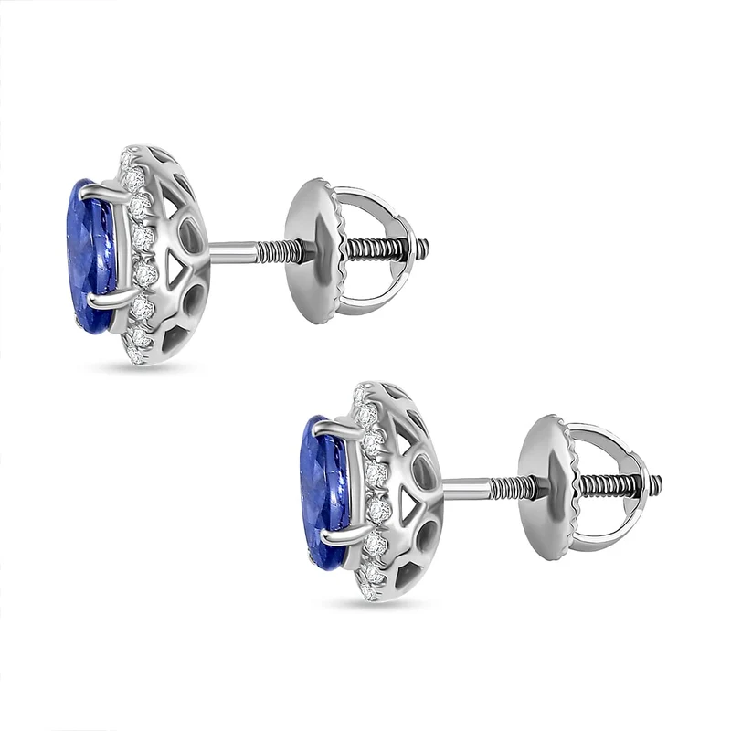 Rhapsody AAAA Tansanit, Weißer Diamant AGI zertifiziert Ohrringe 950 Platin (10-15 Werktage Lieferzeit) ca. 1.92 ct