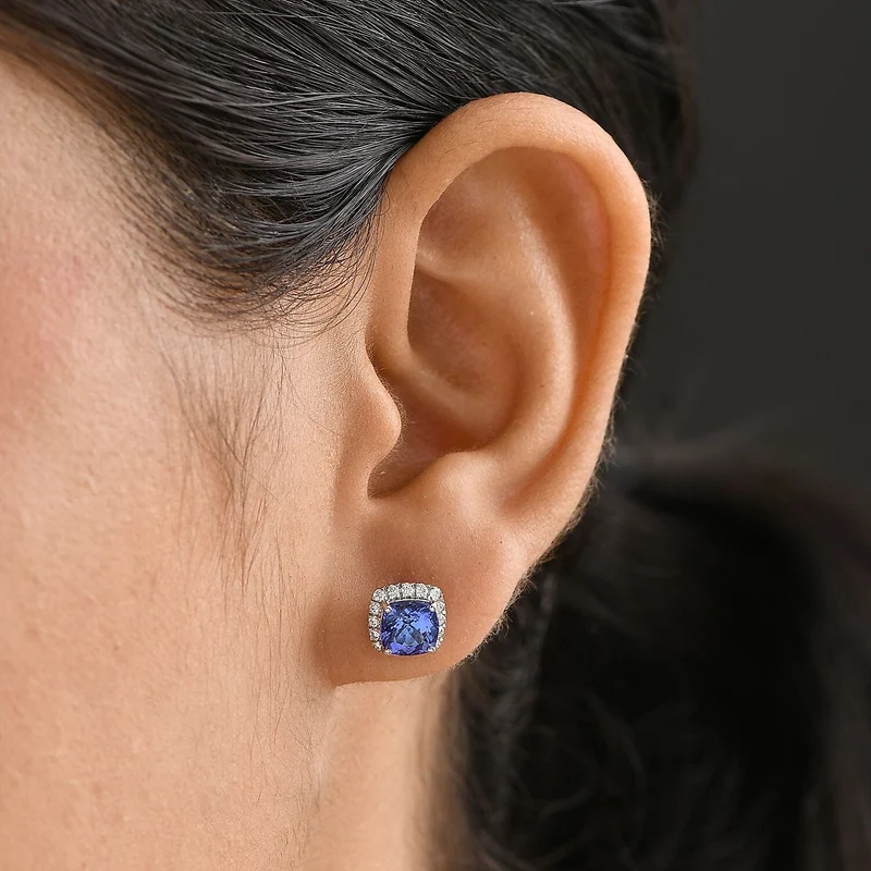 Rhapsody AAAA Tansanit, Weißer Diamant AGI zertifiziert Ohrringe 950 Platin (10-15 Werktage Lieferzeit) ca. 2.42 ct