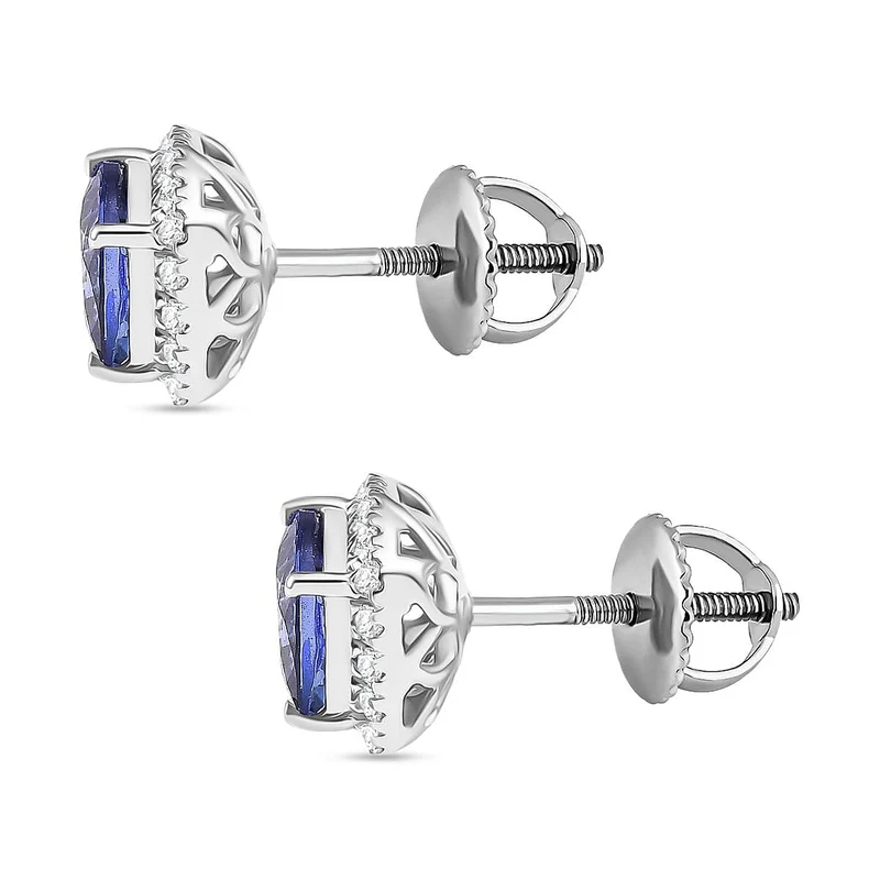 Rhapsody AAAA Tansanit, Weißer Diamant AGI zertifiziert Ohrringe 950 Platin (10-15 Werktage Lieferzeit) ca. 2.42 ct