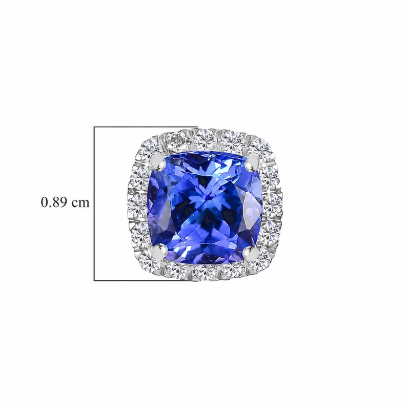 Rhapsody AAAA Tansanit, Weißer Diamant AGI zertifiziert Ohrringe 950 Platin (10-15 Werktage Lieferzeit) ca. 2.42 ct