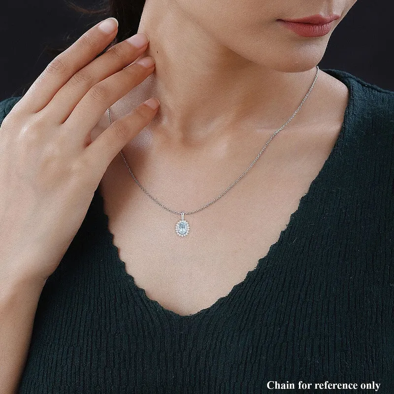 AAA Santamaria Aquamarin, Weißer Diamant Schmuckset, AGI zertifiziert und geprüft, 750 Weißgold ca. 1.40 ct