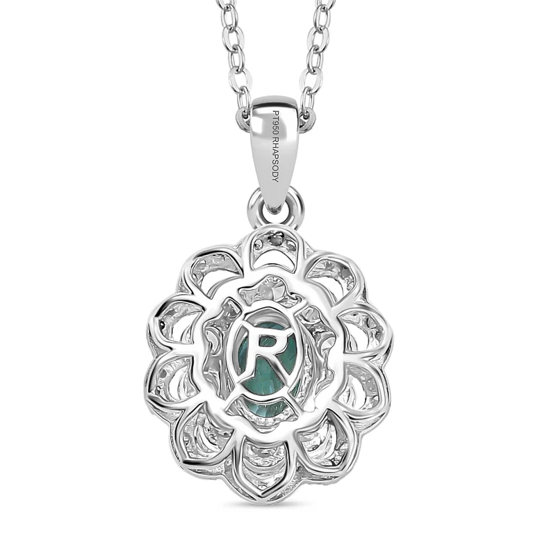 AAAA Paraiba Turmalin, Weißer Diamant AGI zertifiziert Schmuckset (10-15 Werktage Lieferzeit) ca. 50 cm 950 Platin ca. 2.08 ct