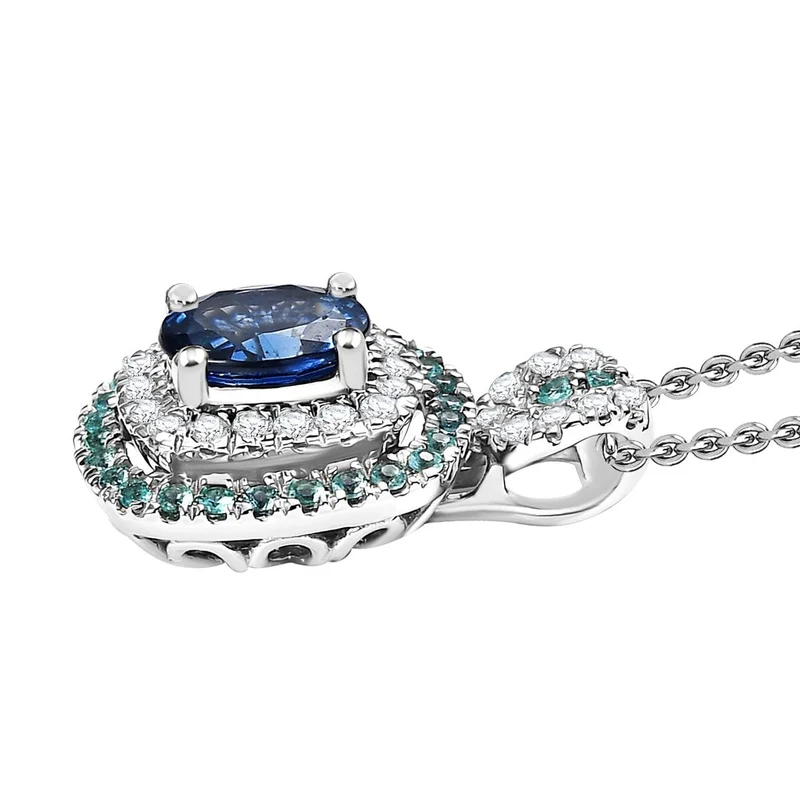 AAAA Ceylon-Saphir, Paraiba Turmalin AGI zertifiziert Schmuckset (10-15 Werktage Lieferzeit) ca. 50 cm 950 Platin ca. 2.06 ct