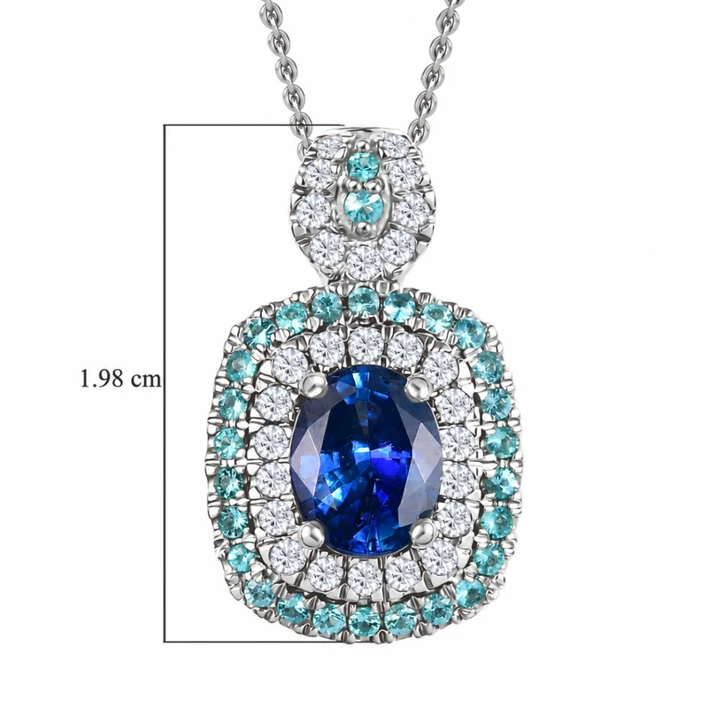 AAAA Ceylon-Saphir, Paraiba Turmalin AGI zertifiziert Schmuckset (10-15 Werktage Lieferzeit) ca. 50 cm 950 Platin ca. 2.06 ct