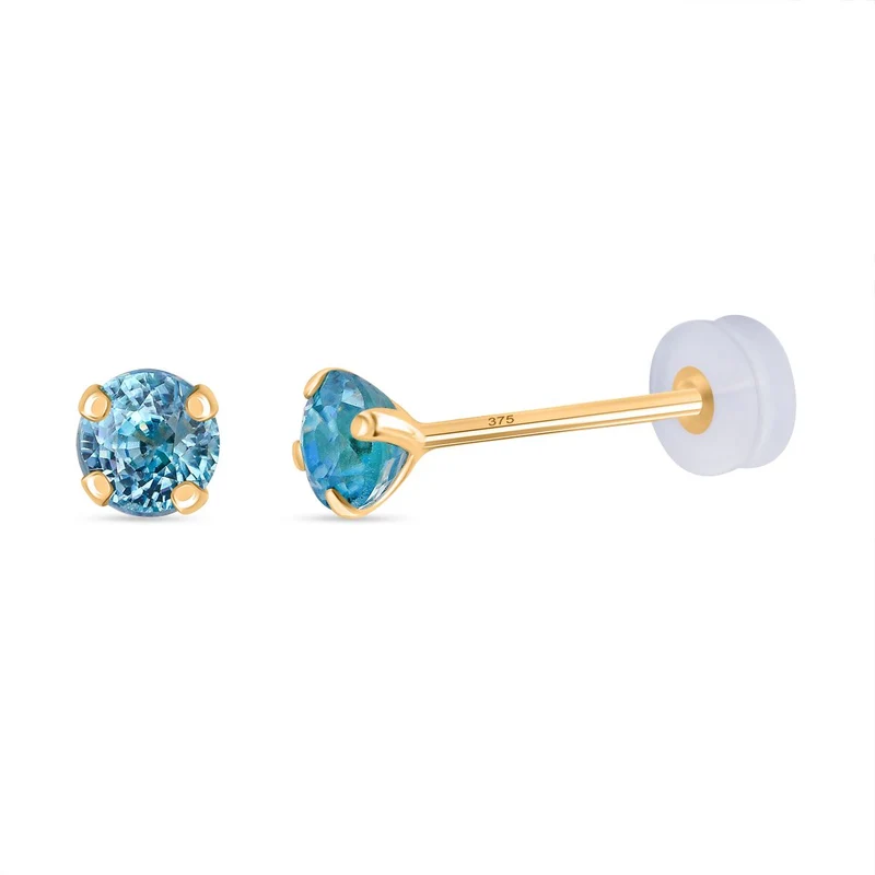 AAA Blauer Zirkon Ohrringe 375 Gold ca. 1,58 ct.