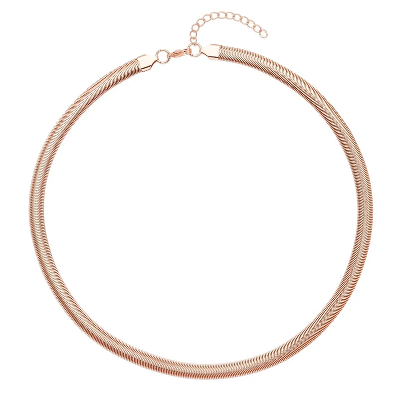 EVER TRUE 6er - Schlangen Halskette und Armband, 316L Edelstahl 750 vergoldet und 750 rosévergoldet