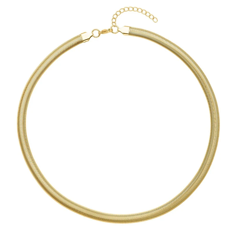 EVER TRUE 6er - Schlangen Halskette und Armband, 316L Edelstahl 750 vergoldet und 750 rosévergoldet
