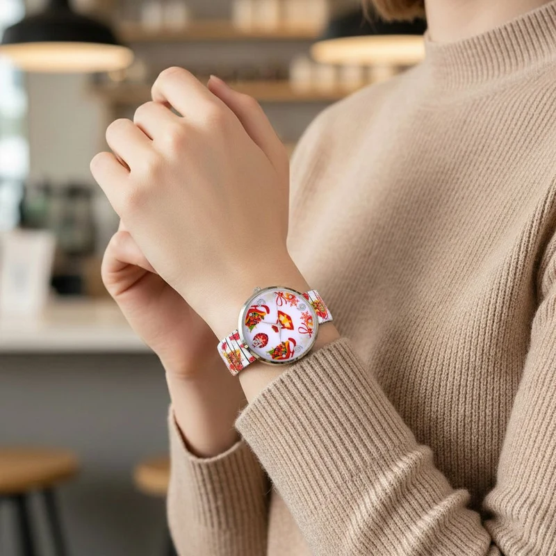 STRADA - Japanisches Uhrwerk, Flexible Uhr, Weihnachtsmotiv