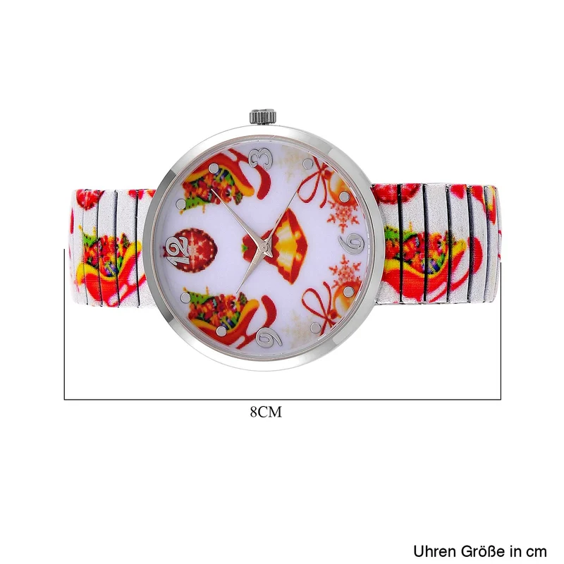 STRADA - Japanisches Uhrwerk, Flexible Uhr, Weihnachtsmotiv