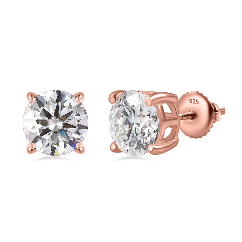 Moissanit Ohrringe 925 Silber Roségold Vermeil ca. 2.29 ct