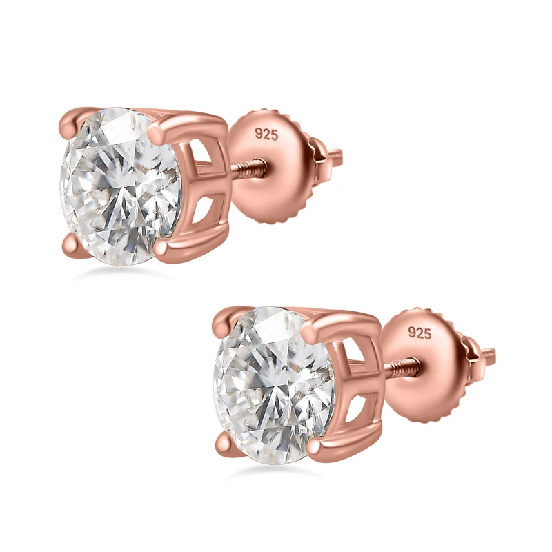 Moissanit Ohrringe 925 Silber Roségold Vermeil ca. 2.29 ct