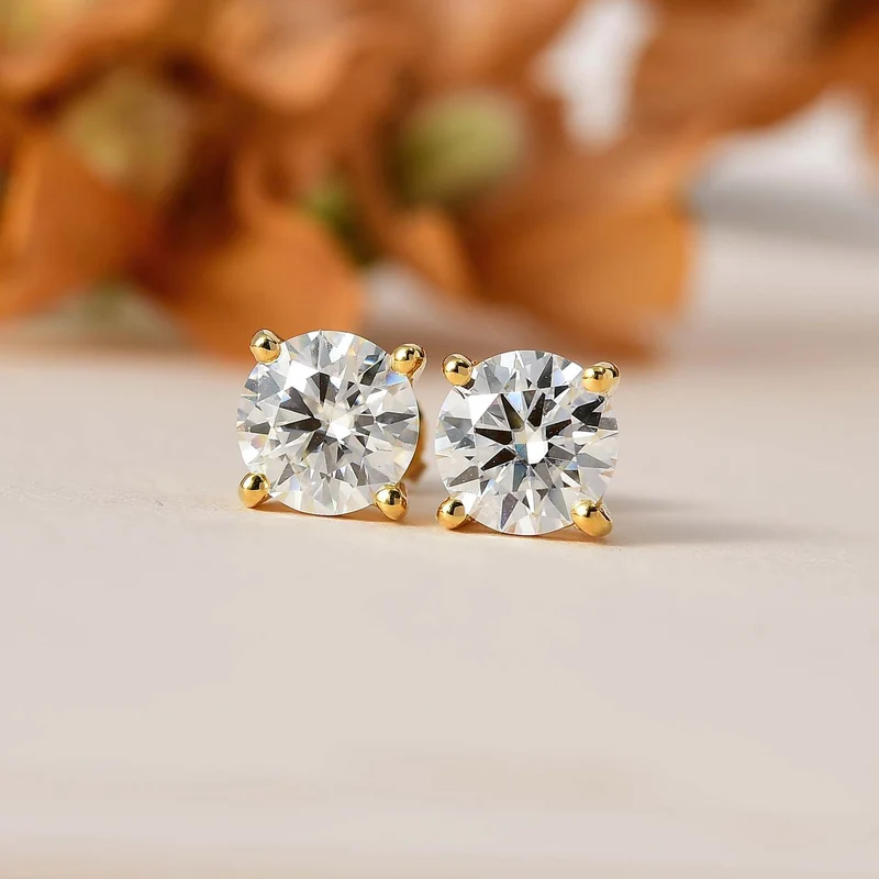 Moissanit Ohrringe 925 Silber Roségold Vermeil ca. 2.29 ct