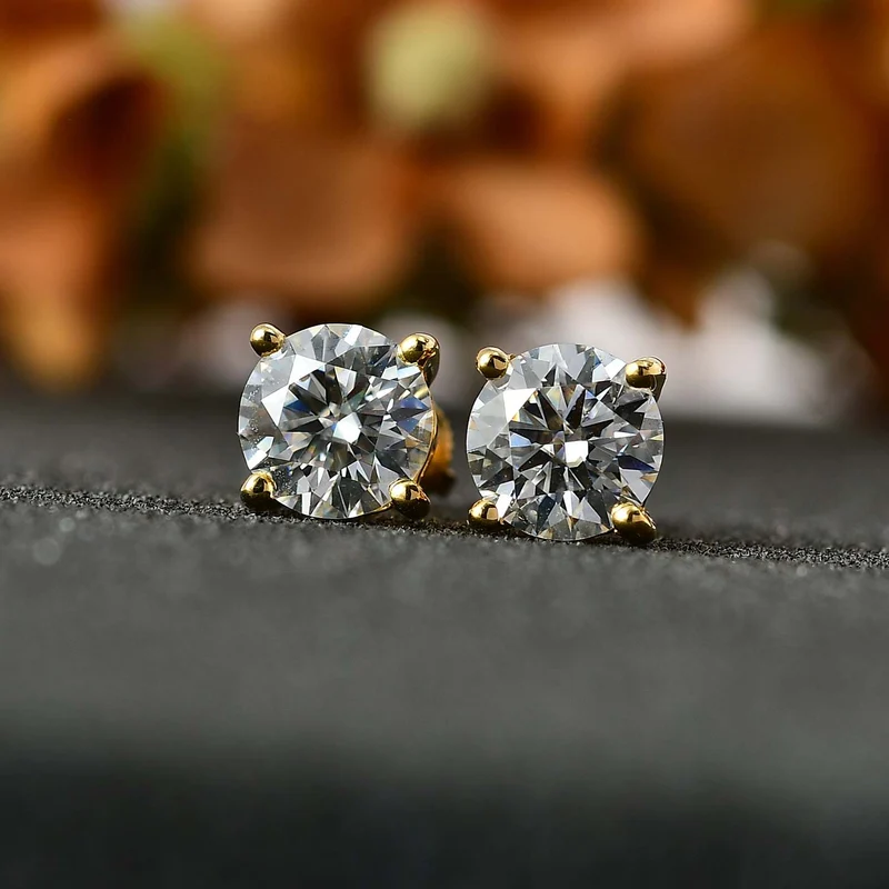 Moissanit Ohrringe 925 Silber Roségold Vermeil ca. 2.29 ct