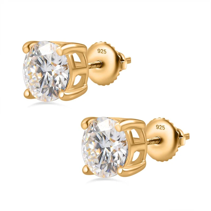 Moissanit Ohrringe 925 Silber Roségold Vermeil ca. 2.29 ct