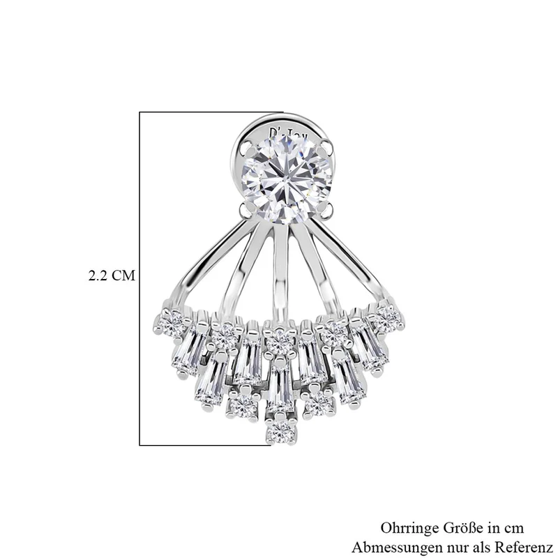 Moissanit Ohrringe 925 Silber rhodiniert ca. 1.59 ct
