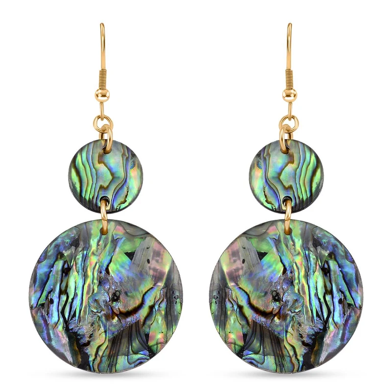 Abalone Muschel Ohrringe, Reiner Edelstahl, silberfarben