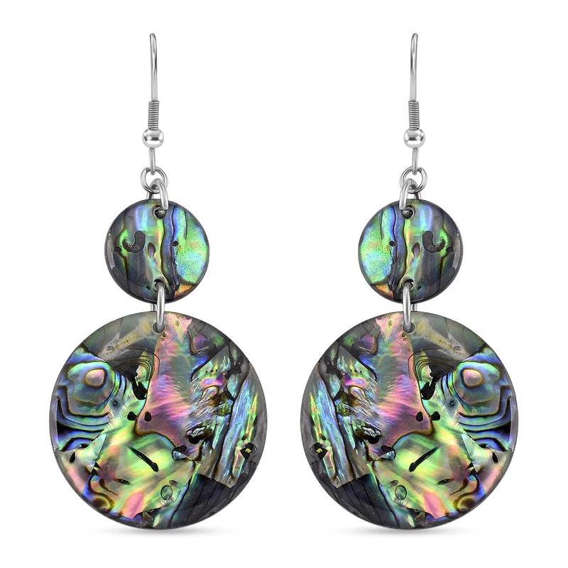 Abalone Muschel Ohrringe, Reiner Edelstahl, silberfarben