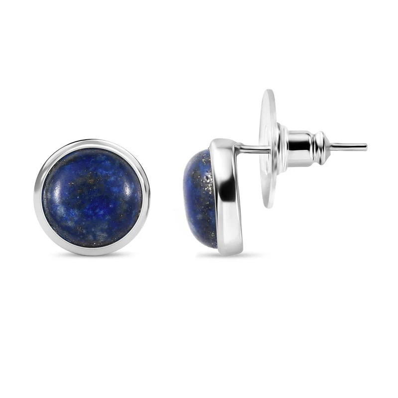 3er Set - Lapislazuli Anhänger mit Kette (ca. 50 cm), Ring (Größe 17.00) und Ohrstecker Schmuckset, 316L Edelstahl ca. 29.17 ct