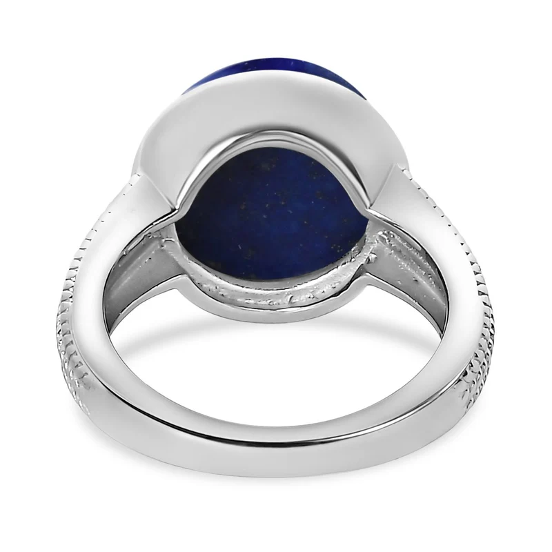 3er Set - Lapislazuli Anhänger mit Kette (ca. 50 cm), Ring (Größe 17.00) und Ohrstecker Schmuckset, 316L Edelstahl ca. 29.17 ct