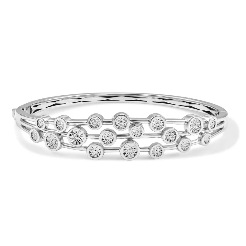 EVER TRUE Weißer Diamant Armreif ca. 19 cm Nickelfreies Messing Rhodiniert ca.