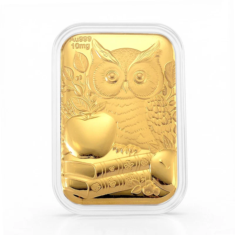 999er Goldfolie mit Eulenmotiv, 10mg, 3,1x4,5cm