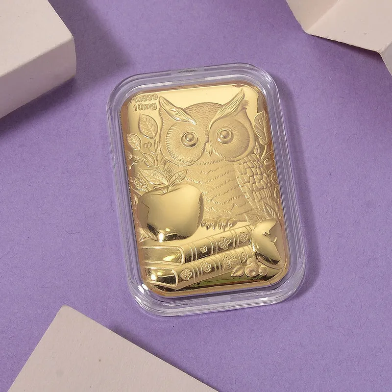 999er Goldfolie mit Eulenmotiv, 10mg, 3,1x4,5cm