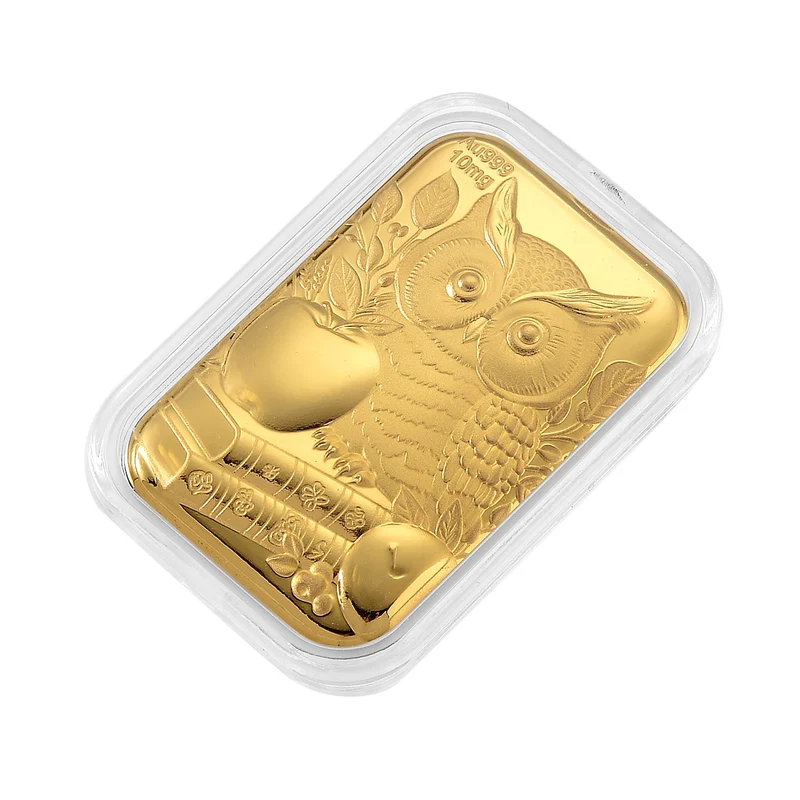 999er Goldfolie mit Eulenmotiv, 10mg, 3,1x4,5cm